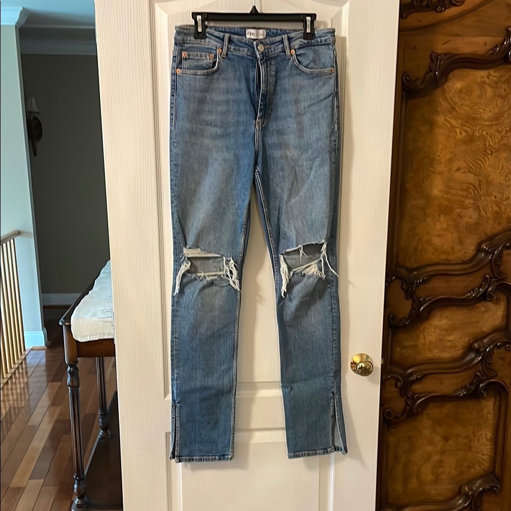 Distressed Blue Jeans